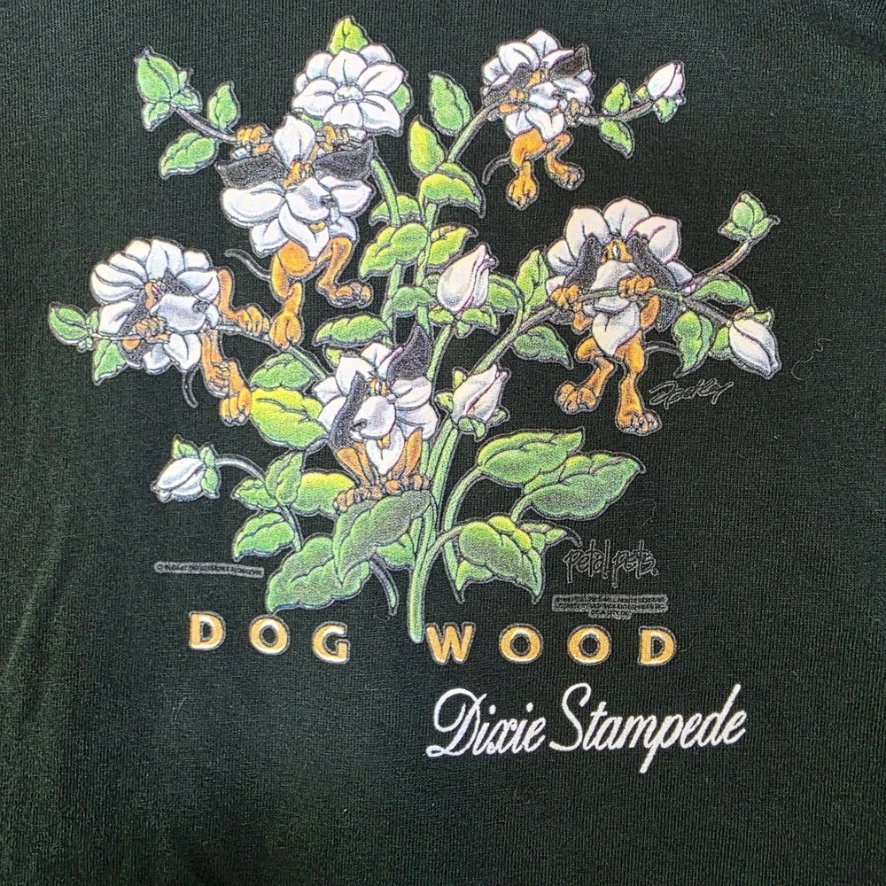 Vtg 1998 Dolly Parton Dixie Stampede Youth Med T-Shirt Dogwood Petal Pets Green‎